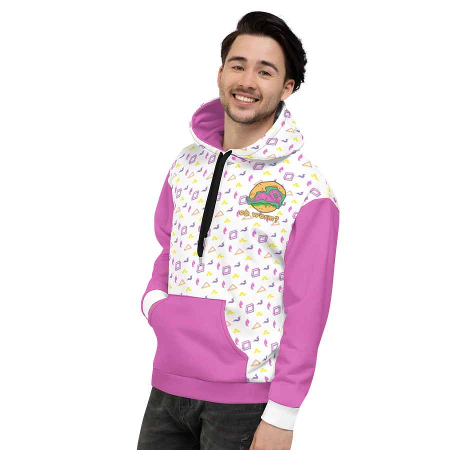 Oh Worm pink & white eco hoodie product image (7)