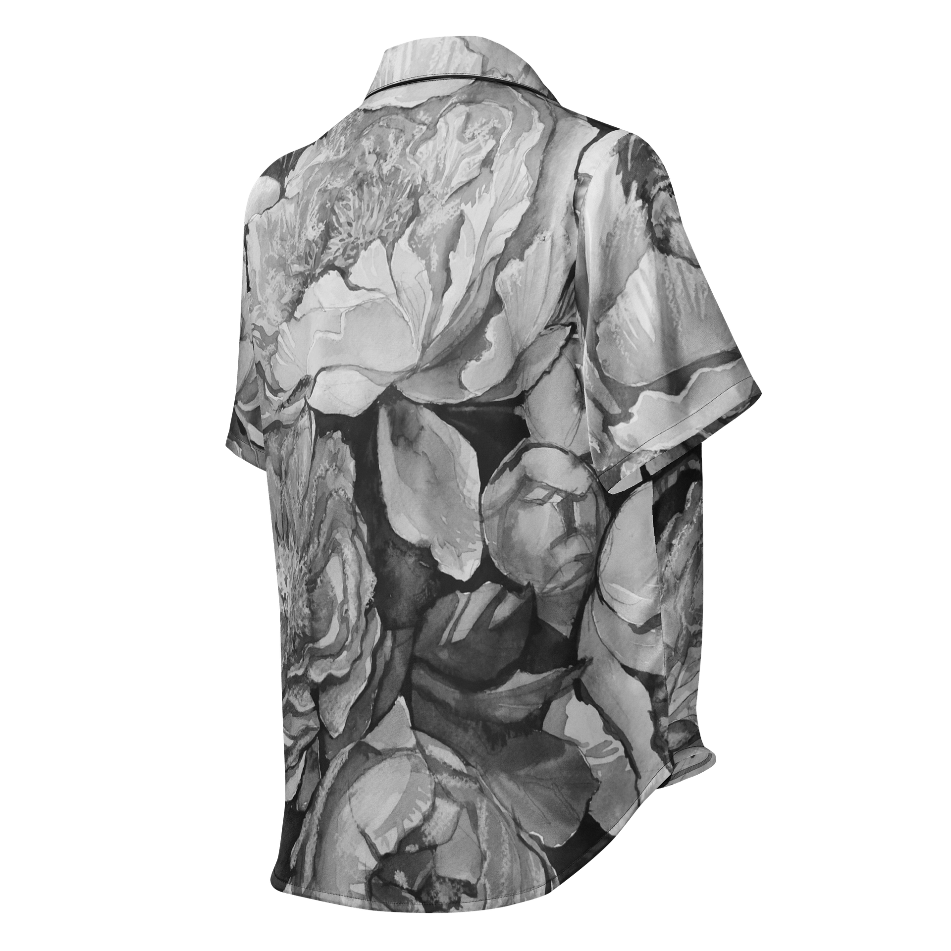 B&W Peonies - Women's Short Sleeve Pajama Top product image (2)