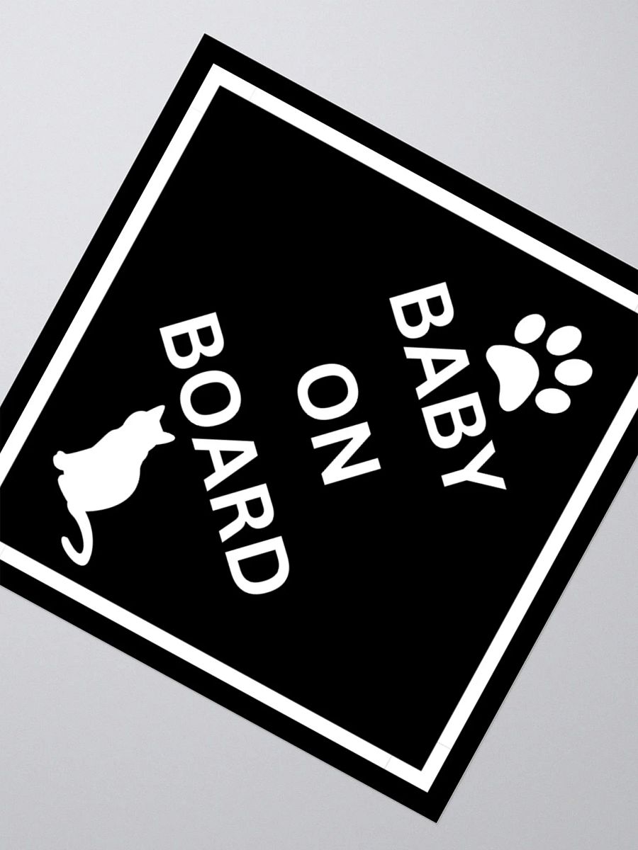Cat Baby on Board Sticker - White on Black product image (2)