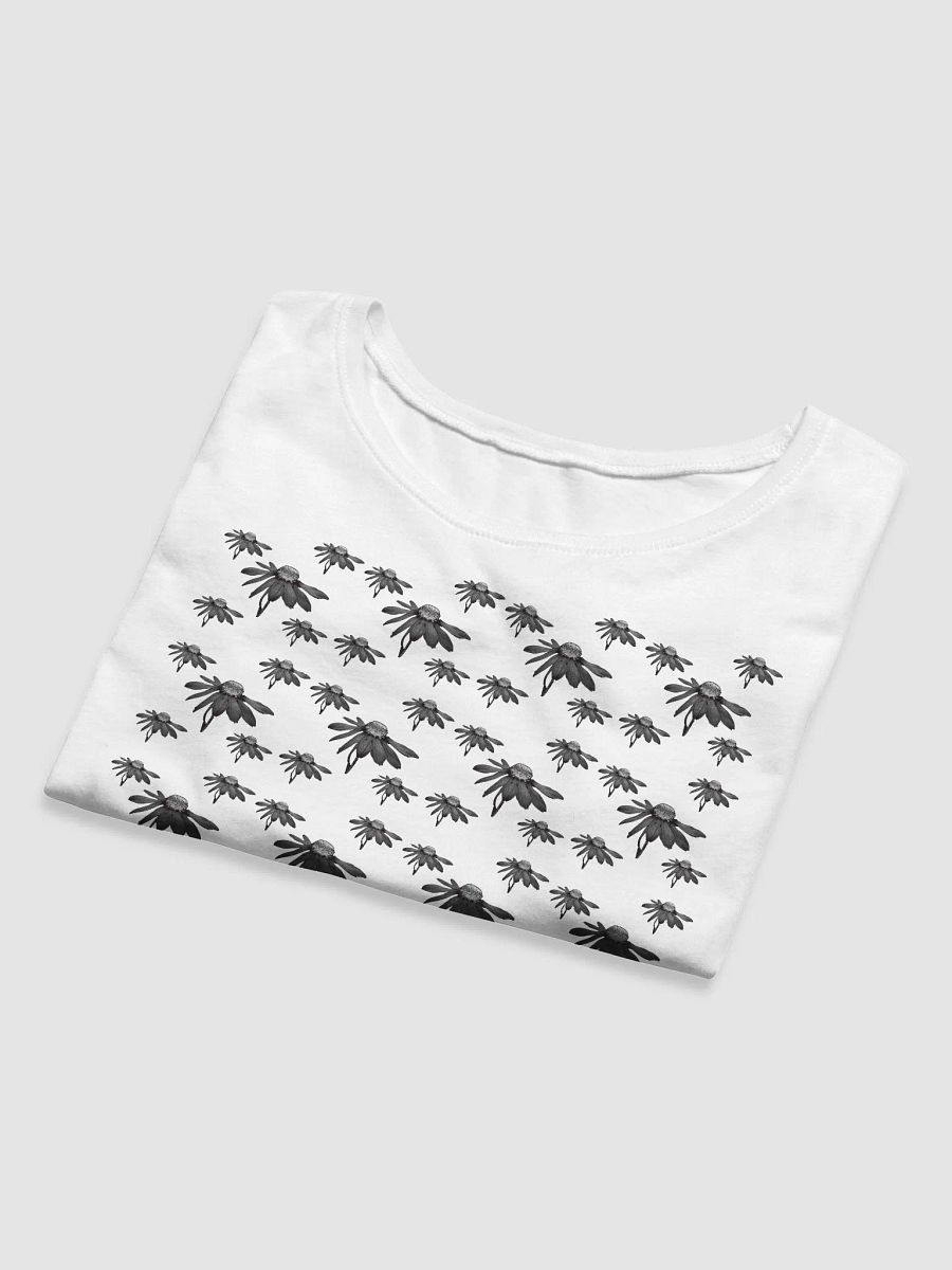 Abstract Dark Monochrome Cone Flower Repeating Pattern Women's Cropped T Shirt product image (9)