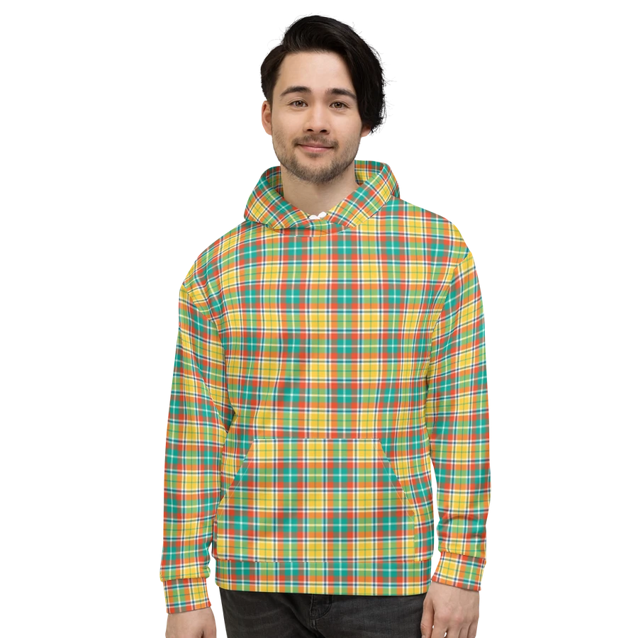Yellow and Seafoam Green Plaid Hoodie product image (2)