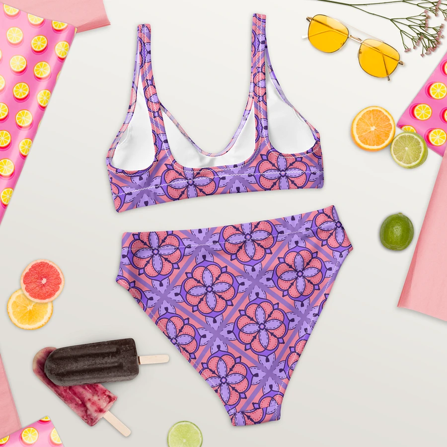 Peach and Lilac Symmetry Pattern High Waisted Bikini product image (8)