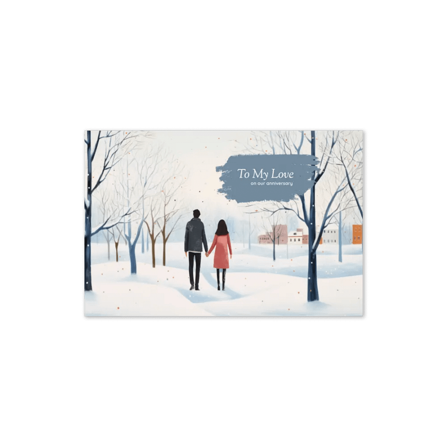 Snowy Anniversary Stroll Greeting Card product image (2)