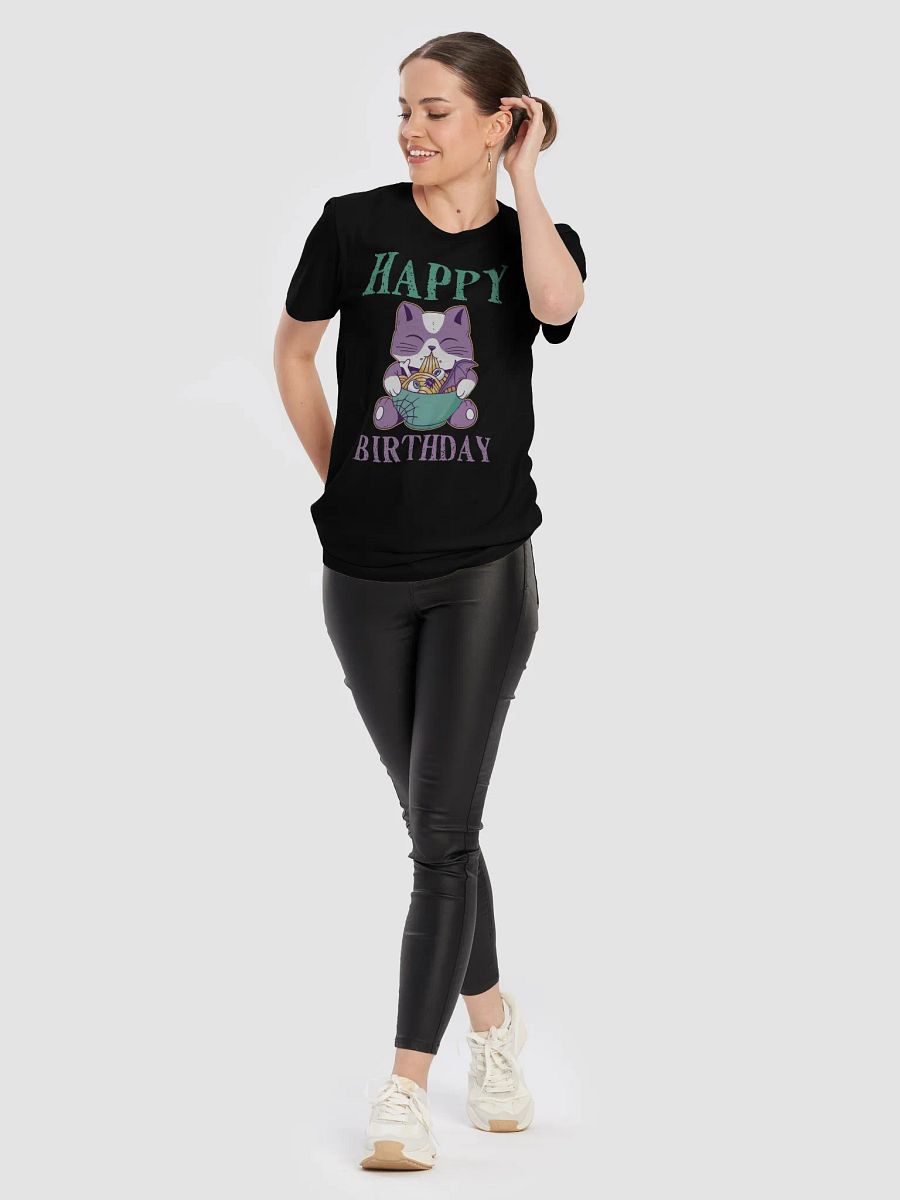 Happy Birthday (Spooky Cat Eating Noodles) T-Shirt product image (49)