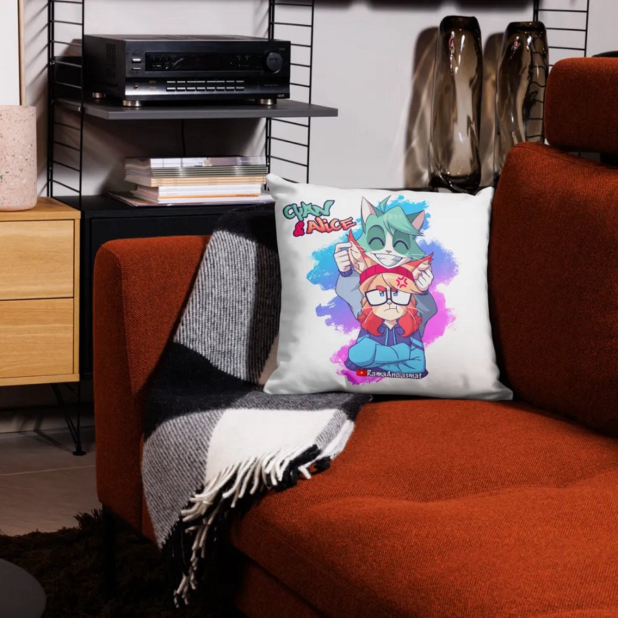 Cyan Teasing Alice's Ears All-Over Print Premium Pillow product image (9)