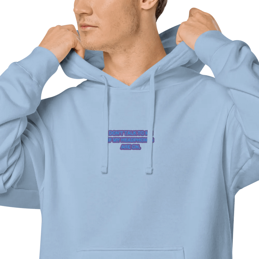 HEADPHONES ON (violet) embroidered pigment hoodie product image (8)