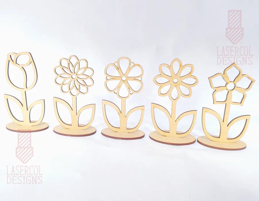 Flowers - Set 4 - (Two Sizes, Five Styles) - Laser Cut Files product image (5)