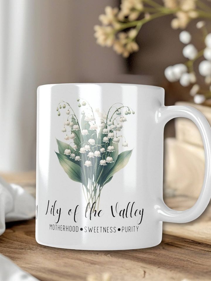 Lily of the Valley Ceramic White Mug: Motherhood, Sweetness, Purity May Birth Month Flower product image (1)