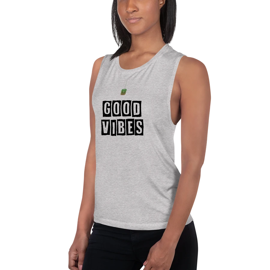 Good Vibes Ladies Vest Top Black Lettering product image (2)