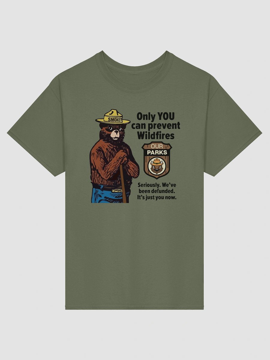 Only YOU Can Prevent Wildfires, We've been DEFUNDED! Smokey Our Parks Bear Alt National Parks T-Shirt product image (61)