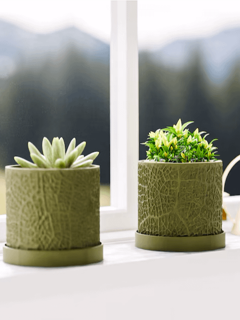 Leaf Textured Planter Pot with Drip Tray product image (1)