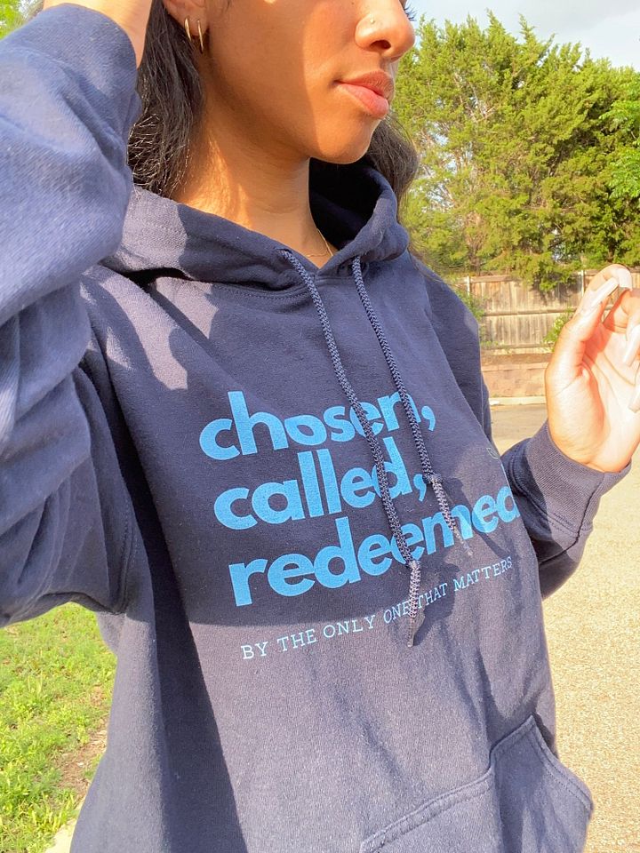 Chosen, Called, Redeemed Unisex Hoodie (Blue Text) product image (2)