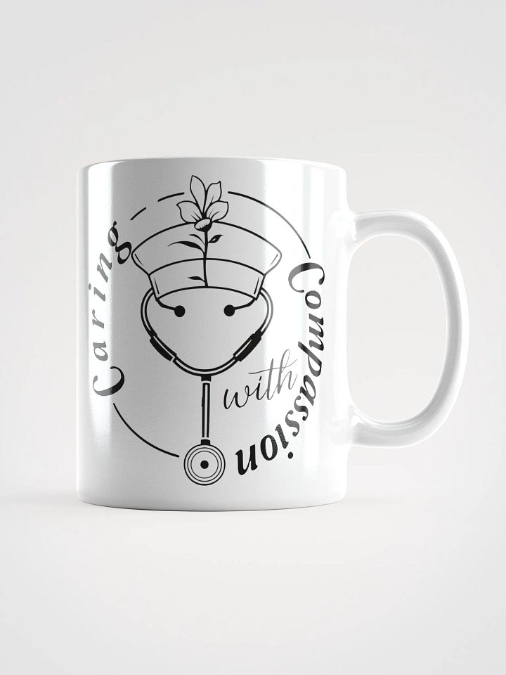 Caring With Compassion Nurse Line Art Mug, product image (1)