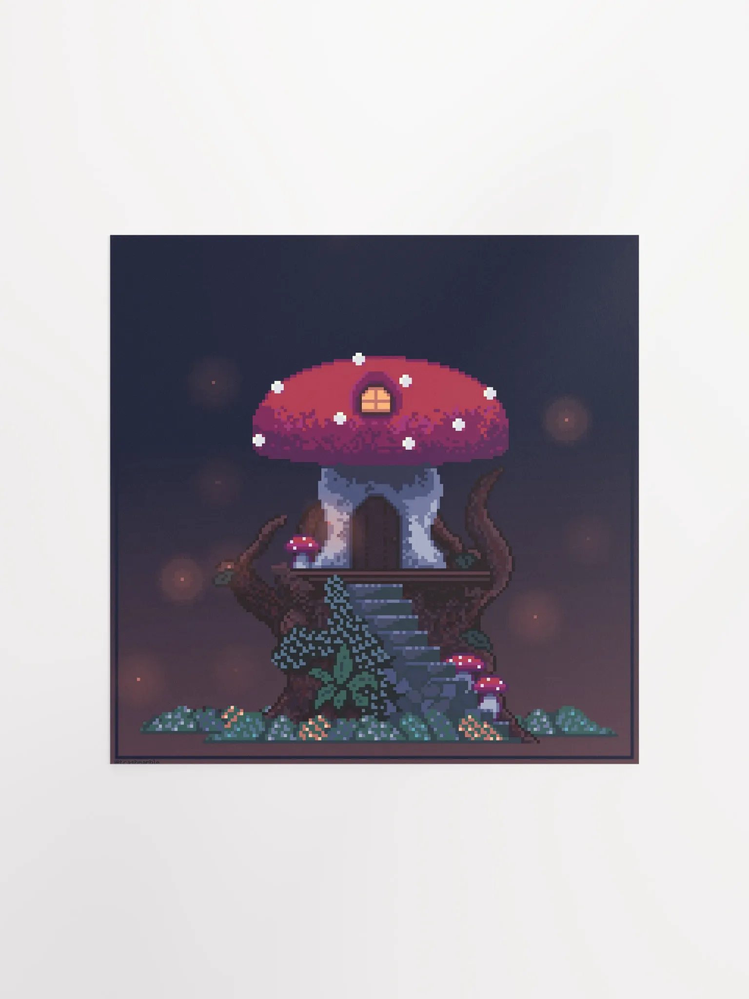 Mushroom House Pixel Art Print product image (1)
