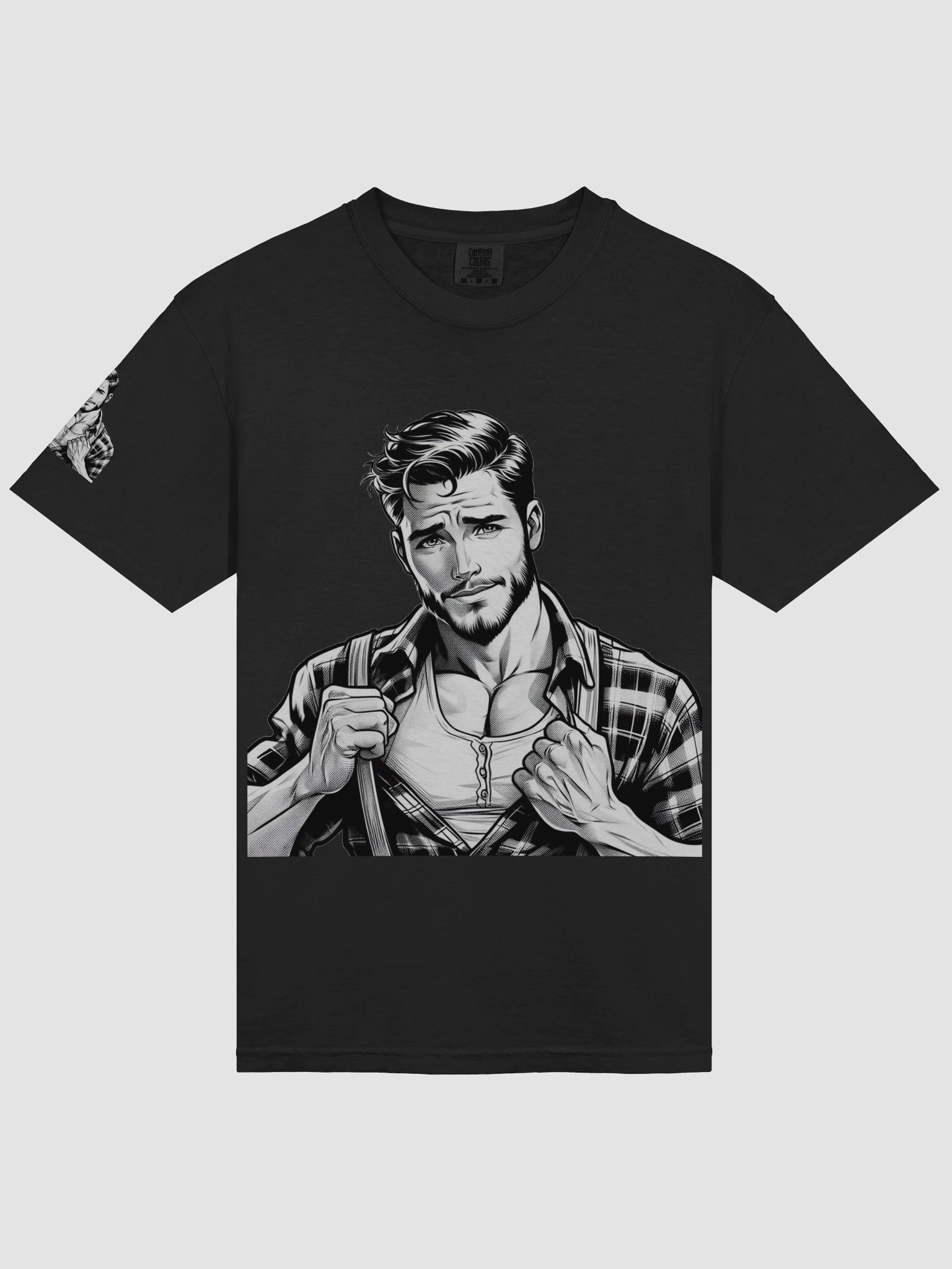 Limited Time Offer Lucky DIP bonus! Gay Lumberjack Muscle Hunk Tom of Finland Tribute LGBTQ Gay Pride Color-In Graphic Design T Shirt. product image (3)