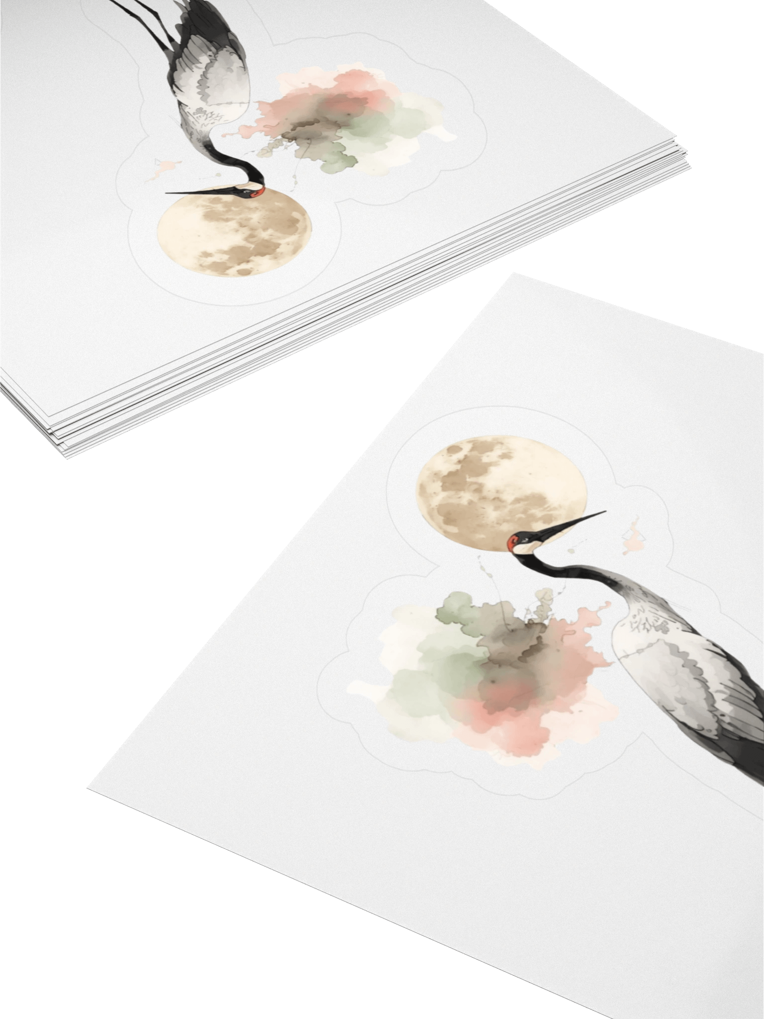 Moonlit Crane Kiss Cut Stickers product image (4)