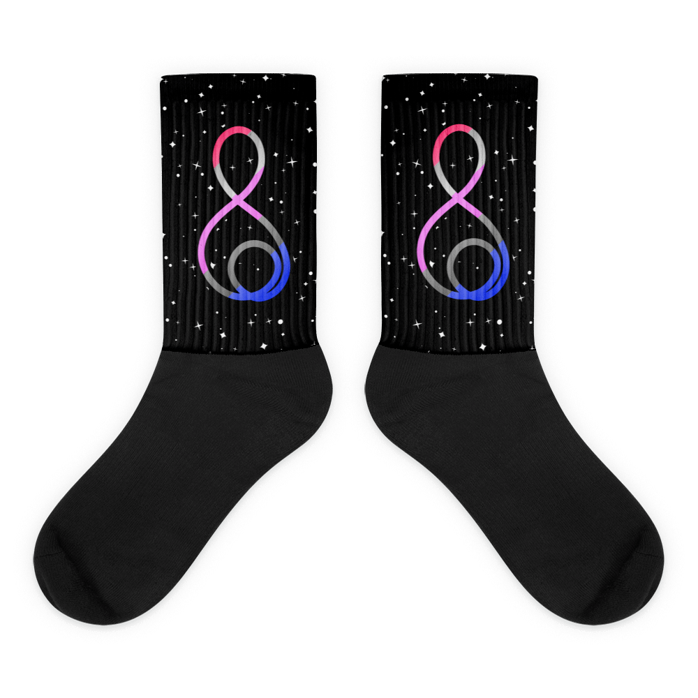 Treble Clef (Genderfluid) - Black Foot Sublimated Socks product image (1)