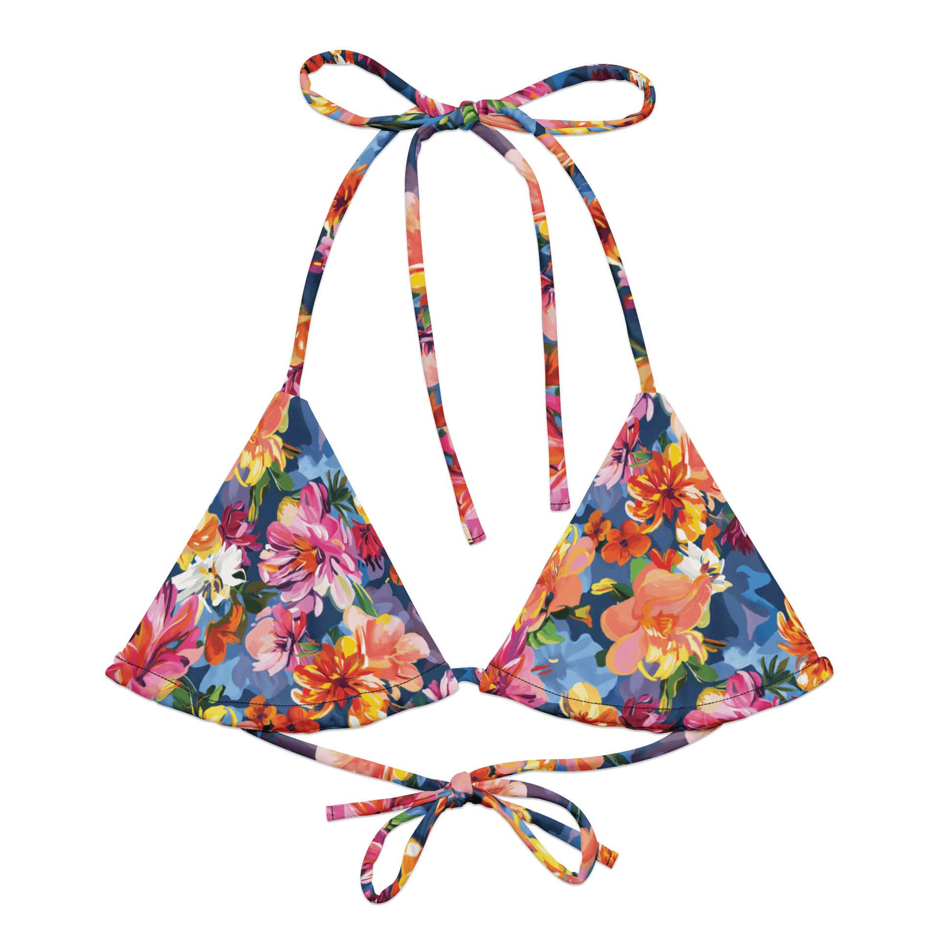 Recycled Triangle Bikini Top "Bold Abstract Florals" product image (2)