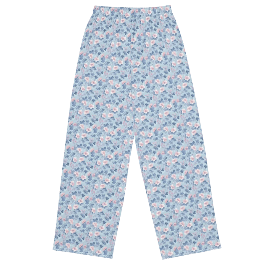 Serene Blue Blossoms All Over Print Unisex Wide Leg Pants product image (3)