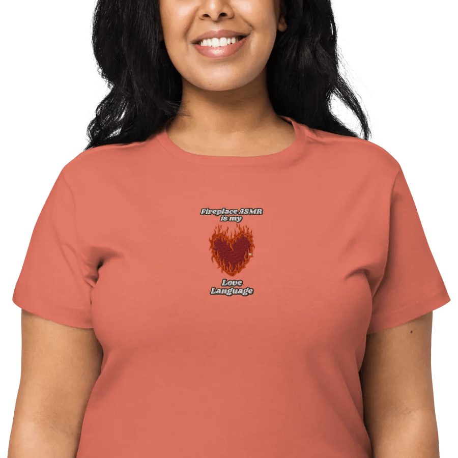 Flaming Heart - Fireplace ASMR is my Love Language | Embroidered High Waisted Tee product image (3)