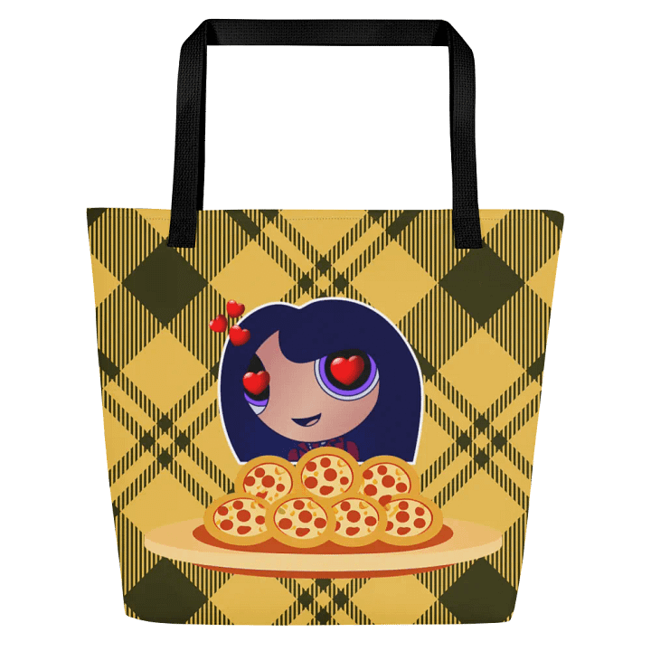 Pizza Love Tote Bag - Yellow Plaid product image (1)