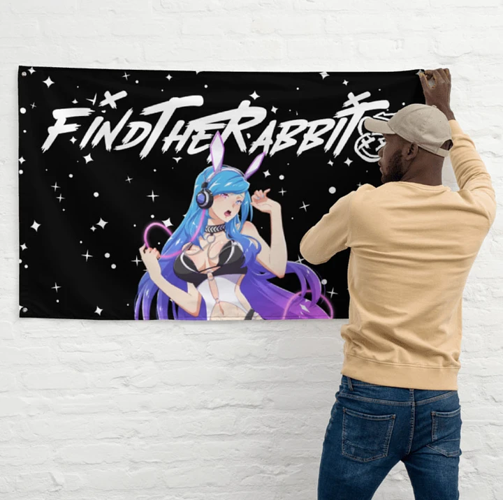 FIND THE RABBIT STARRY DREAMER FLAG WITH ANIME SELF PORTRAIT product image (1)