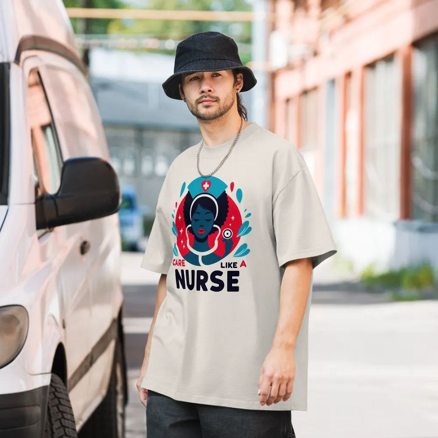 Nurse's Care Stylized Illustration Oversized T-Shirt product image (34)