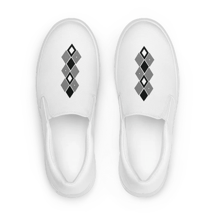 Black and white triangle design Men's Slip-On Canvas Shoes product image (1)