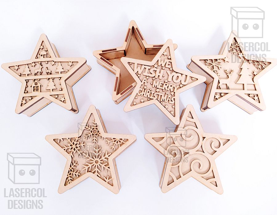 Christmas Star Box (2 Sizes, 5 Styles) - Laser Cut Files product image (2)