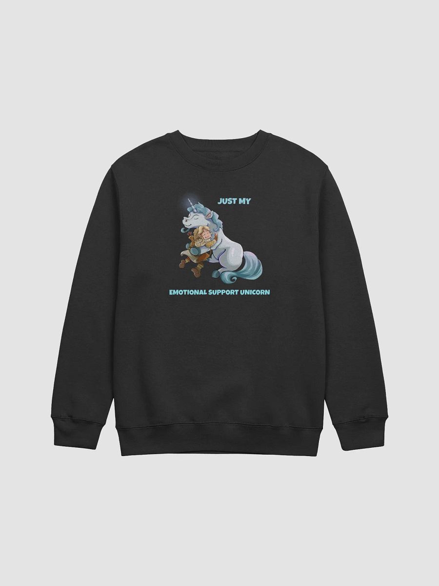 Emotional Support Unicorn & Elf Crew-neck Sweatshirt for gamers and pet lovers product image (1)