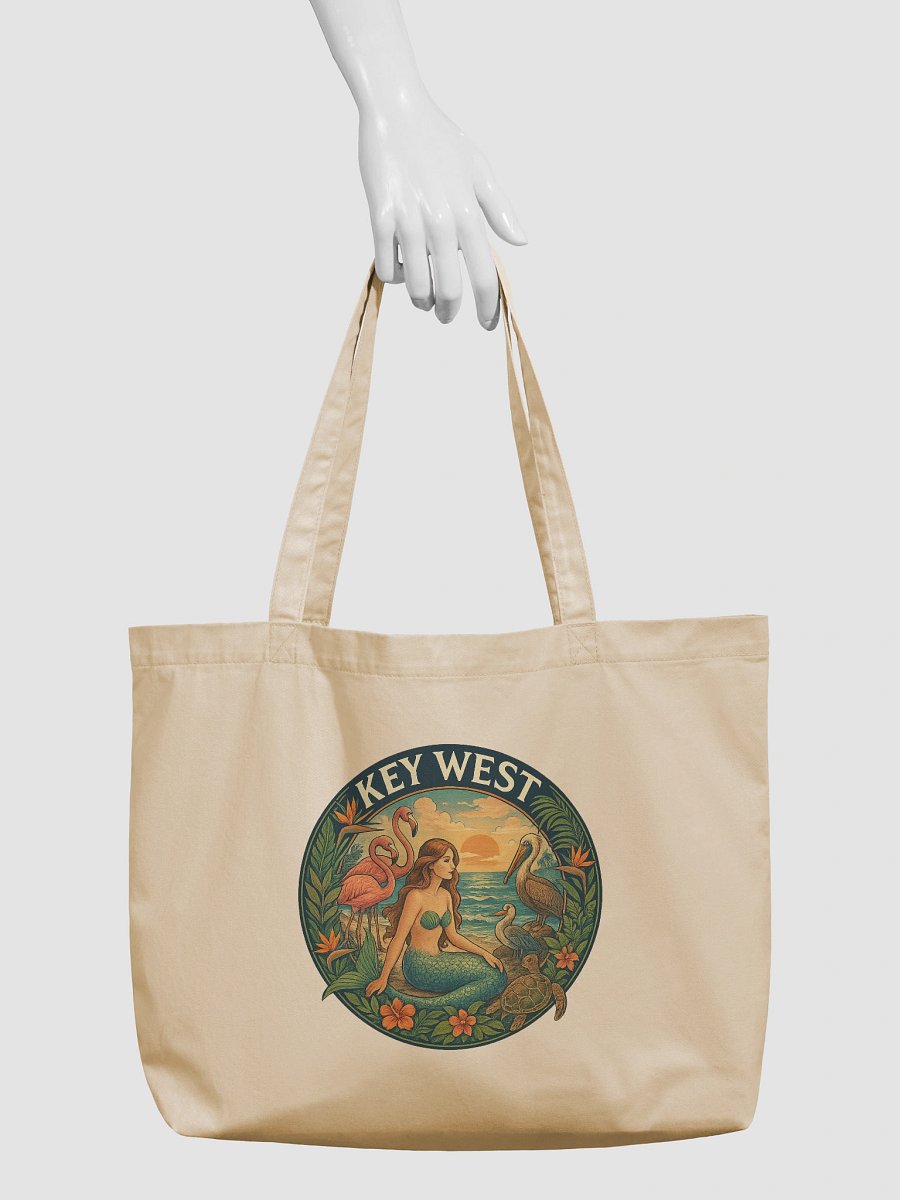 Key West Organic Cotton Tote Bag with Mermaid, Birds, and Turtle product image (5)