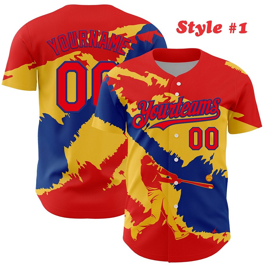Authentic Baseball Jersey, Custom Baseball Jersey, Personalized Sport Jersey, Colorful, Number, 3D Flag, Country product image (171)
