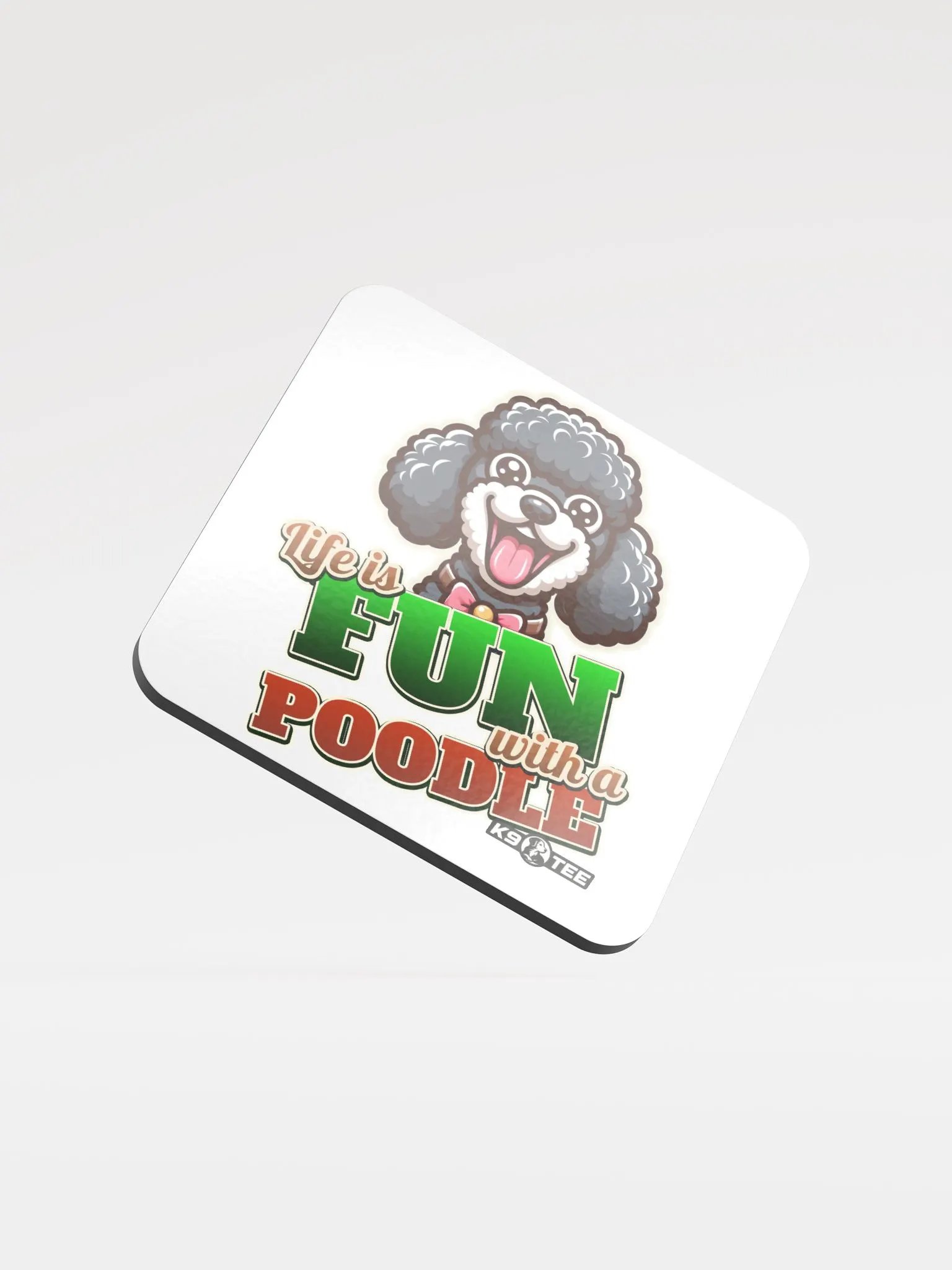 Fun Poodle Glossed Cork Coaster product image (1)