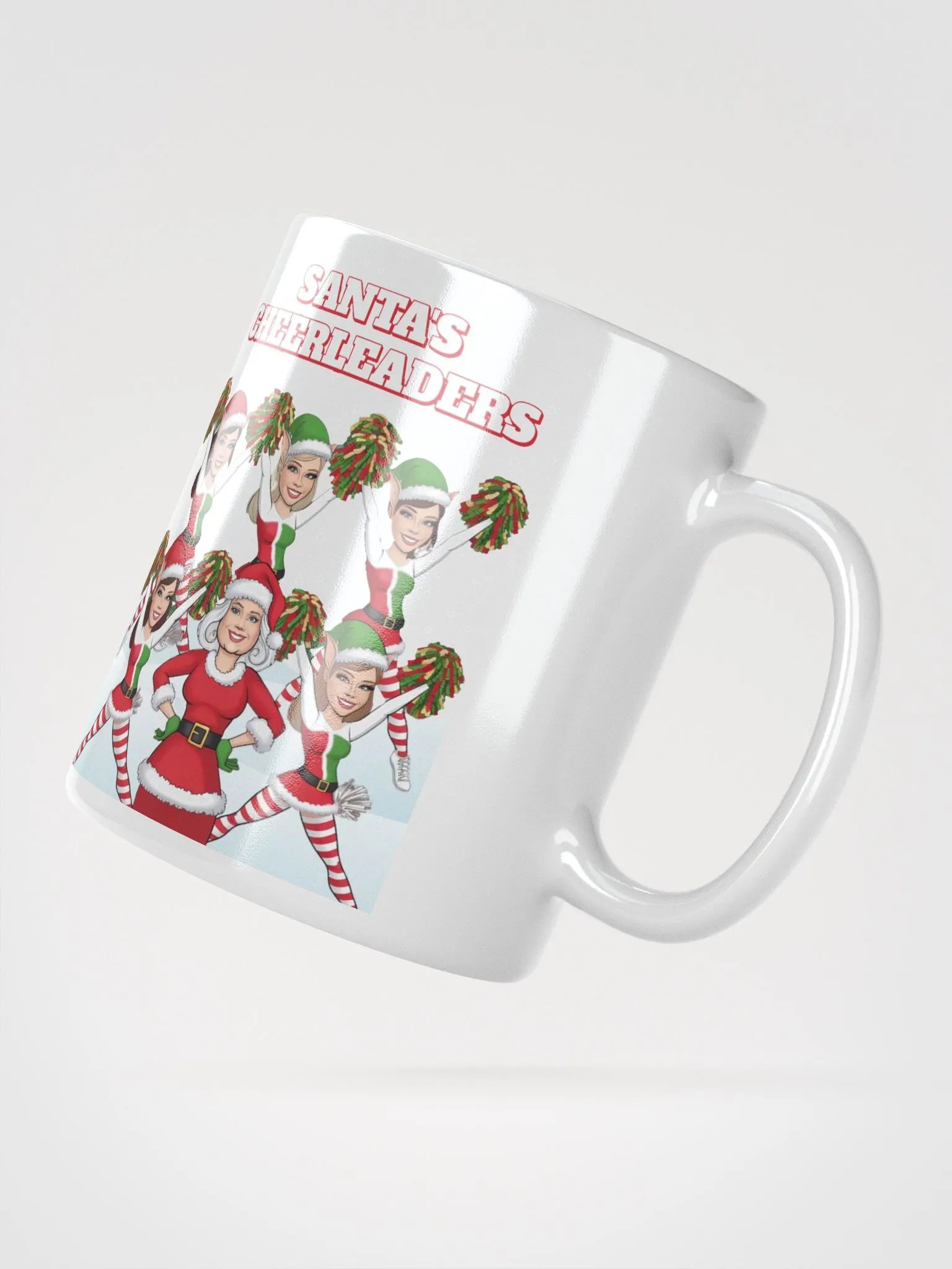 Santa's Cheerleaders Elves Squad White Mug product image (4)