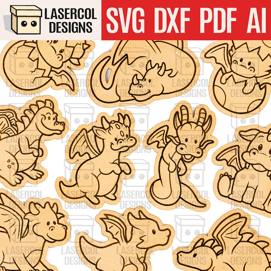 Dragons Paint Kit DIY Cut Outs - Laser Cut Files product image (1)