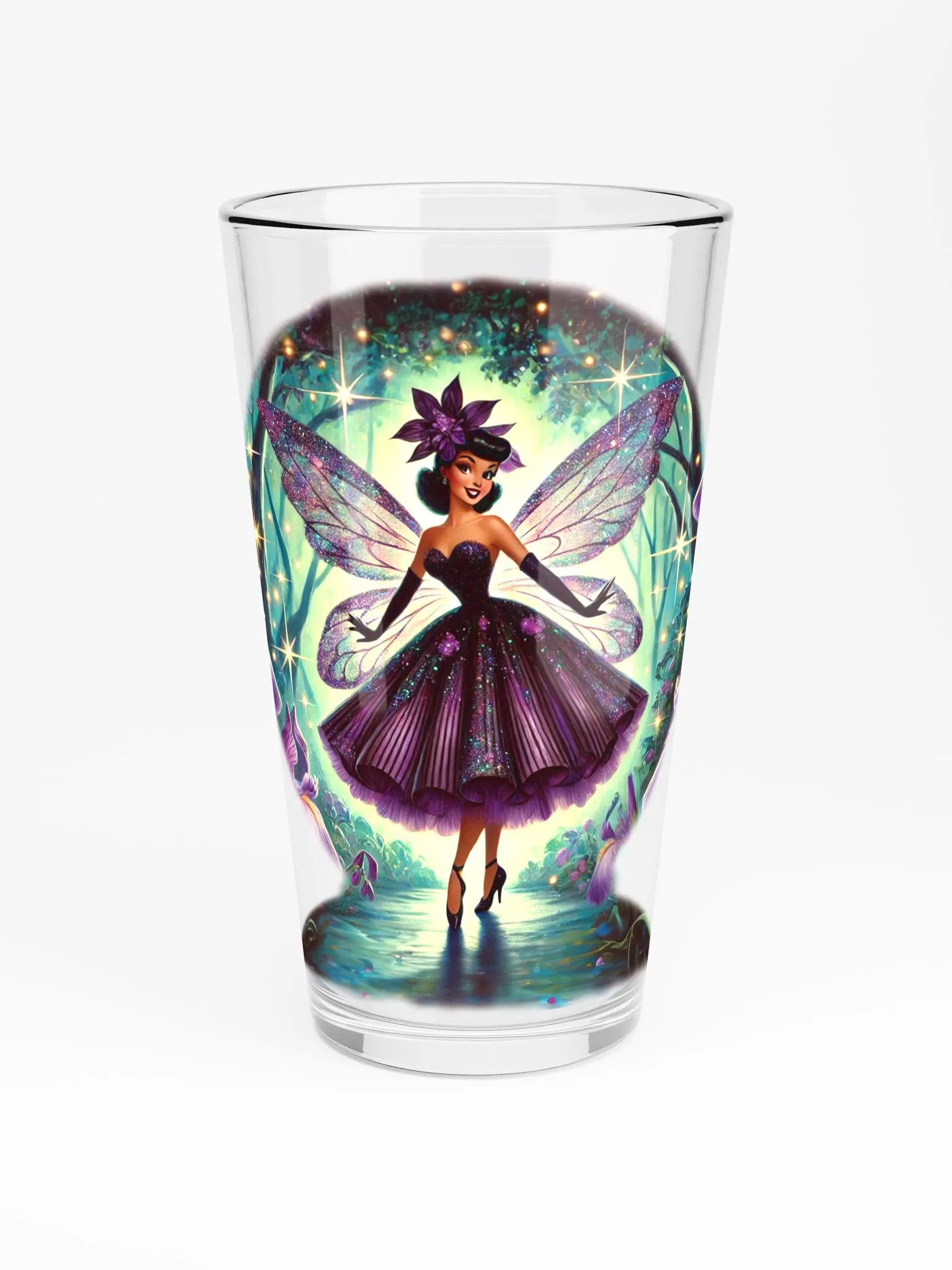 Enchanted Purple Iris Fairy 16 oz Glass - Fairytale Glassware product image (3)