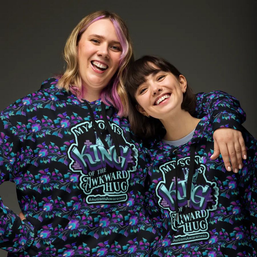 King of the Awkward Hug #Autism Awareness All Over Print Hoodie product image (3)