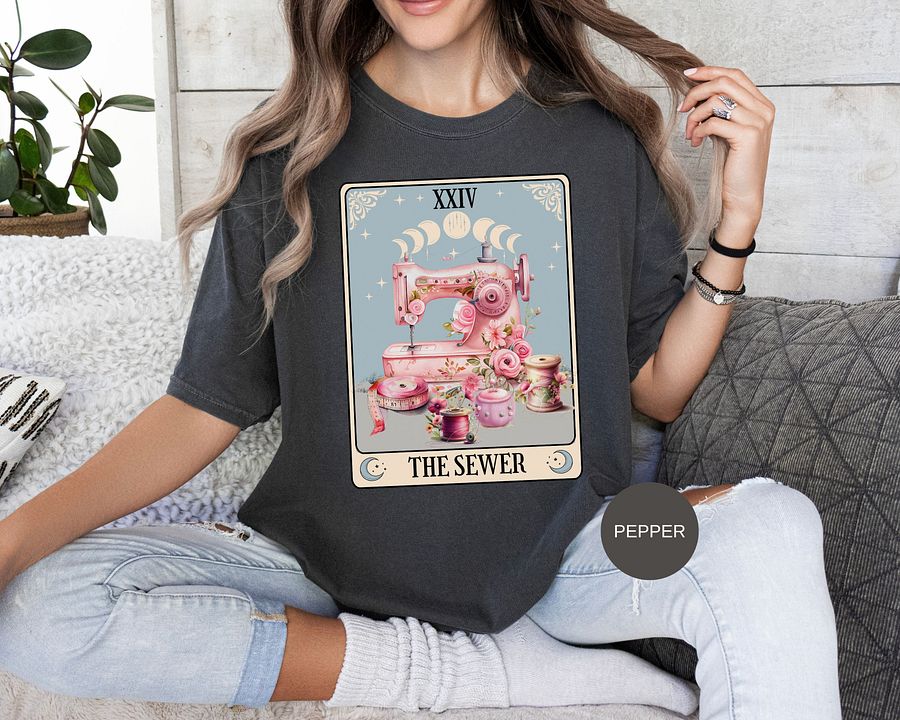 Sewer Tarot Card Comfort Colors TShirt, The Sewer Tarot Card Shirt, Gift for Seamstress Mom Grandma, Sewing, Quilter, Quilting Gift T-Shirt product image (4)