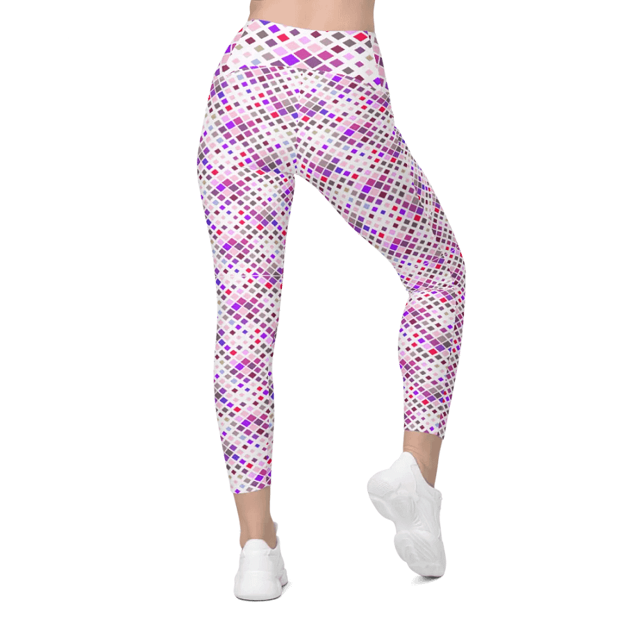 Colorful Square Pattern Design Leggings with Pocket - v2 product image (1)
