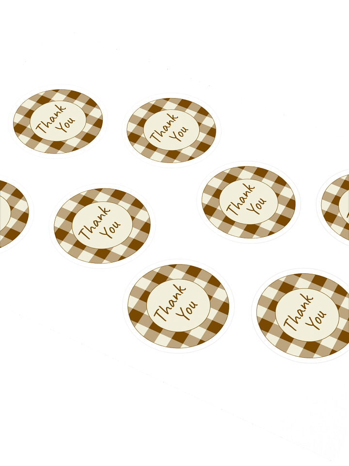 Set of 8 Brown & Cream Gingham Thank You Stickers product image (2)