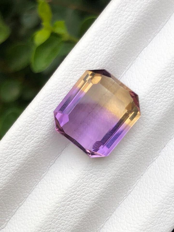 BI COLOR AMETRINE GEMS FOR PENDANT YELLOW/PURPLE COLOR EMERALD CUT, 7.90 CARAT product image (2)