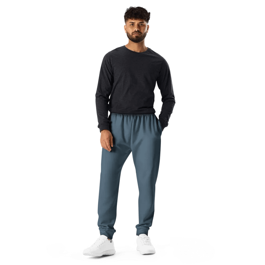Plain Dark Greyish Blue Soft Summer Recycled Polyester Premium Men's Joggers by Treasure Pie product image (11)