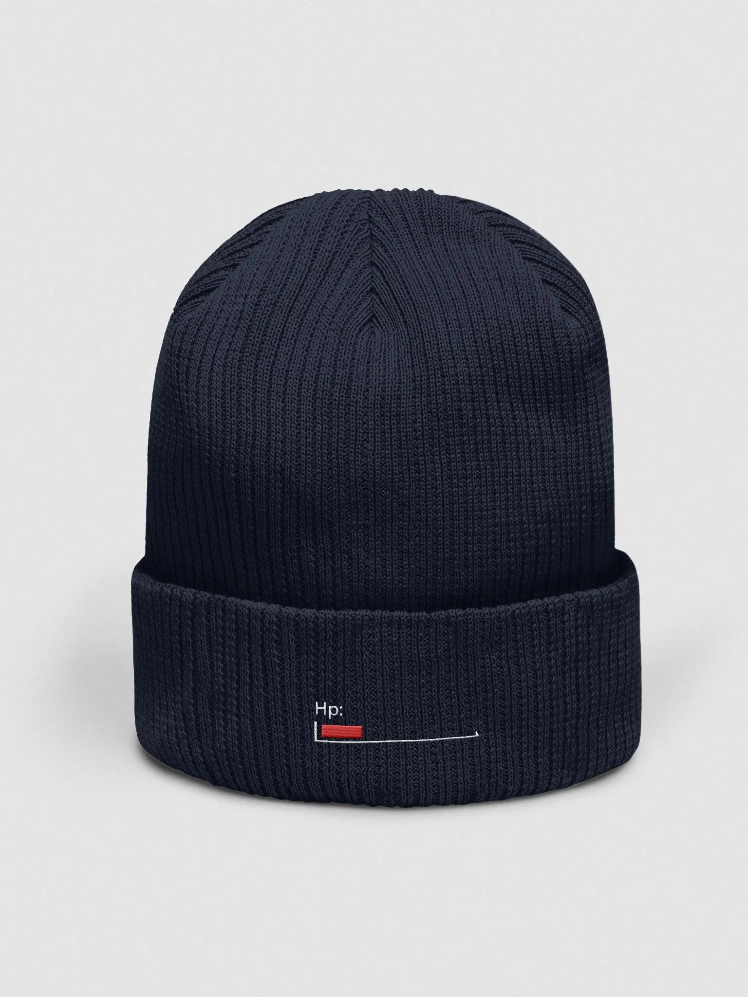 White Healthbar Embroidered on Organic Beanie / Dark Colors product image (1)