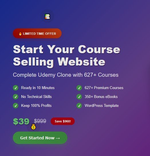 Start your Courses Selling website (Udemy Clone) WP with 627+ Courses product image (1)