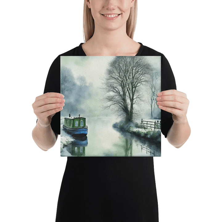 Narrow Boat In Winter Watercolour Wall Art product image (2)