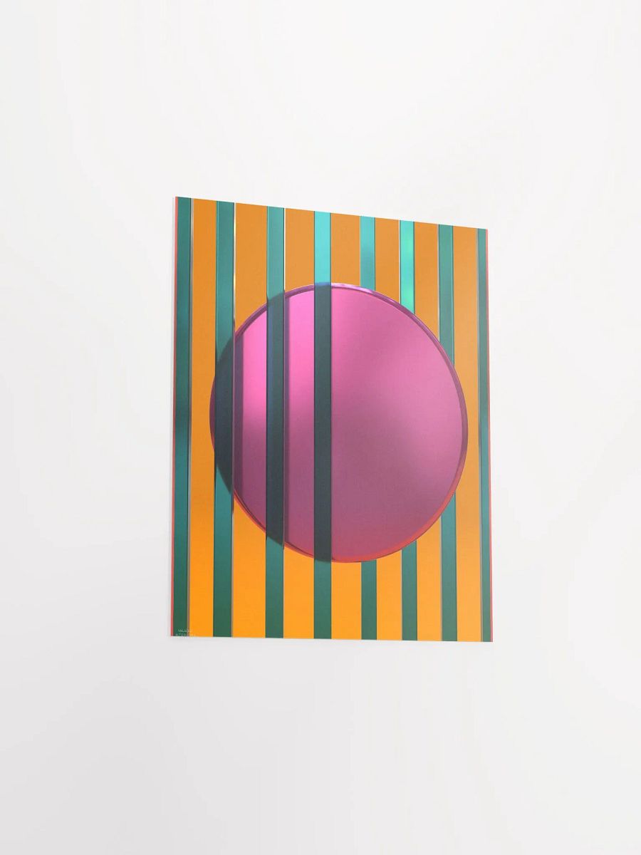 Minimalist 3D Digital Art | Teal Lines Plum Circle on Orange Background product image (3)