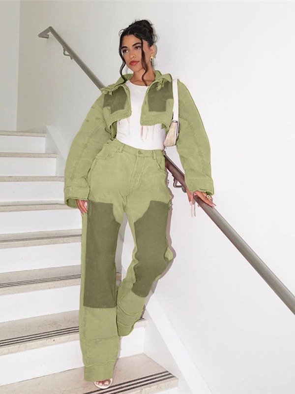Fashion Street Patch Stitching Brushed Trousers For Women product image (3)