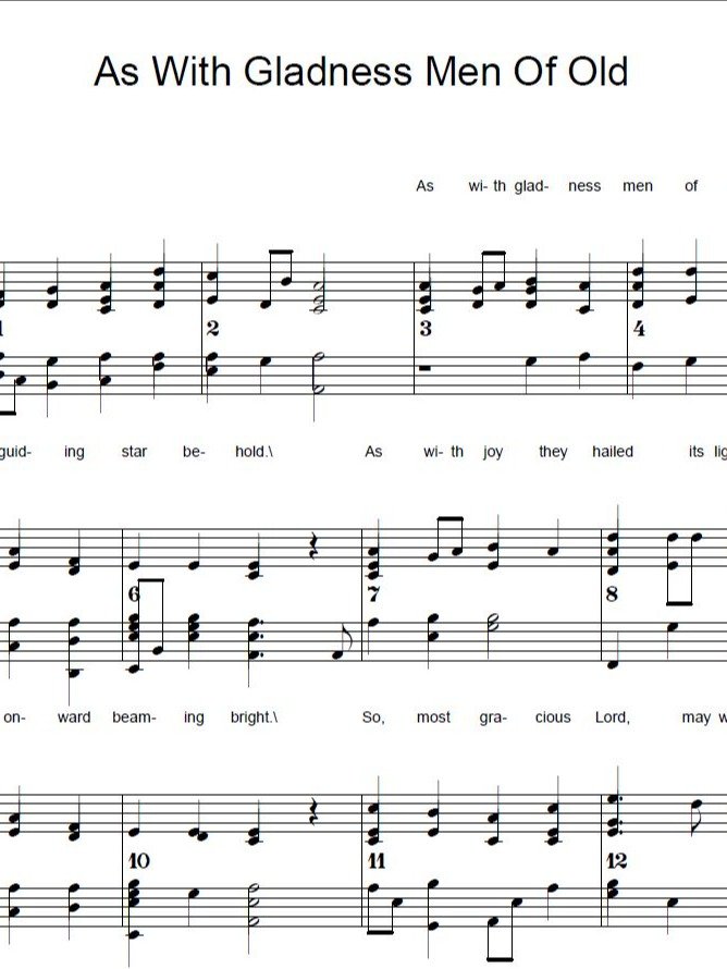 As With Gladness Men Of Old - Christmas - Piano sheet music product image (1)