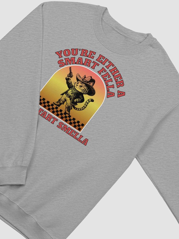 Youre Either A Smart Fella Or A Fart Smella Cat Cowboy Pistolero Crewneck Sweatshirt product image (20)