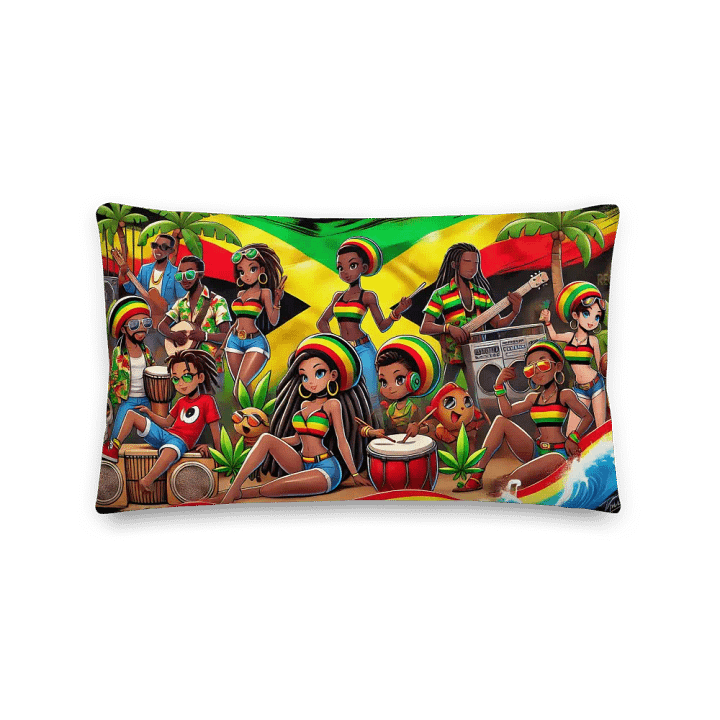 🌊 The Heartbeat of Reggae: Vibrant Throw Pillow product image (1)